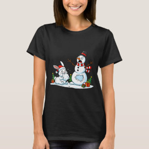 Funny Rabbit Snowman Christmas Bunny Womens Mens K T-Shirt
