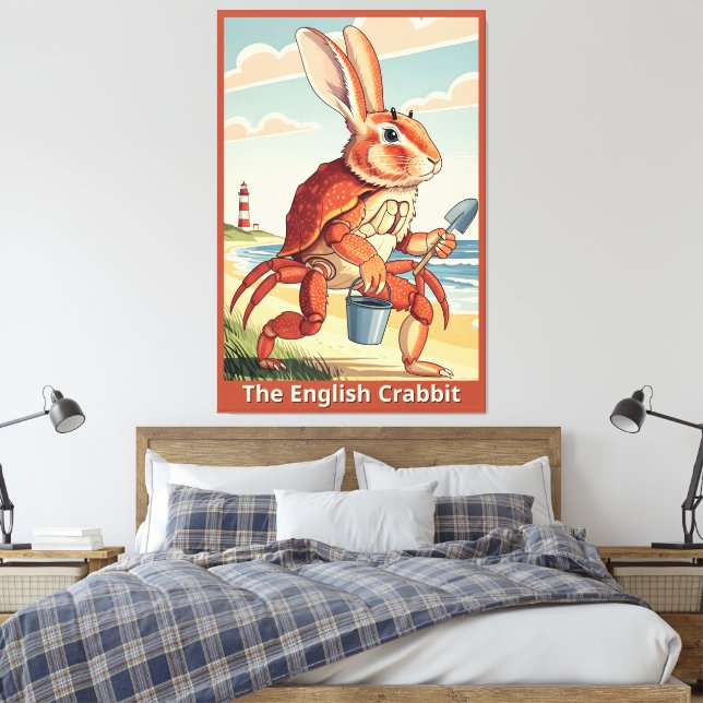 Funny rabbit spoof canvas print (Insitu(Bedroom))