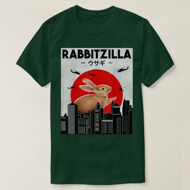 Funny Rabbit T, Bunny Rabbit T , RabbitZilla  T-Shirt (Design Front)