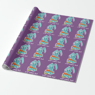 funny rabbit with carrot sweet cartoon wrapping paper