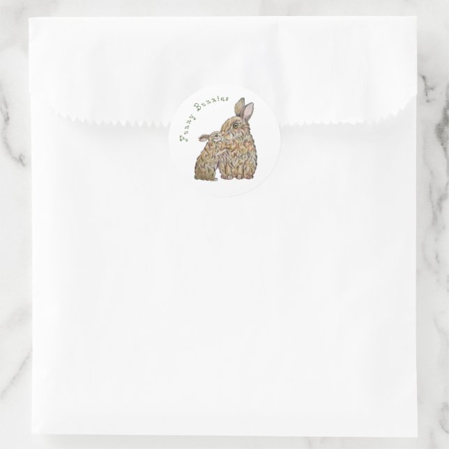 Funny rabbits. Pencil drawing Classic Round Sticker (Bag)