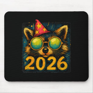 Funny Raccoon 2026 New Year Party Animal Celebrati Mouse Pad