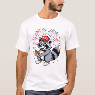 Funny Raccoon 4th Of July Patriotic Cute Red White T-Shirt