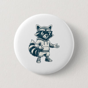 Funny Raccoon 67 Meme Six Seven 6 Cm Round Badge