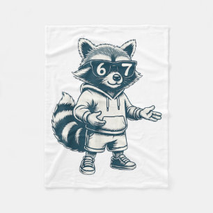 Funny Raccoon 67 Meme Six Seven  Fleece Blanket
