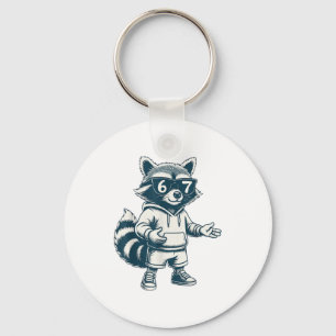 Funny Raccoon 67 Meme Six Seven Key Ring
