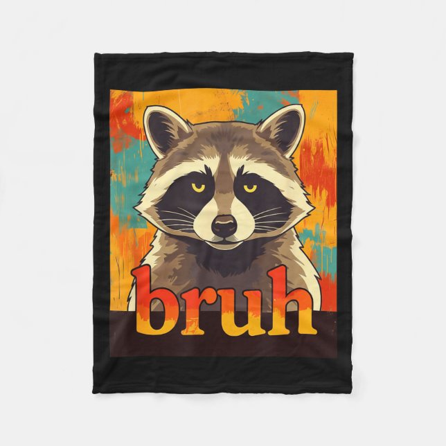Funny Raccoon Bruh Meme Teens Boys Girls Men Graph Fleece Blanket (Front)