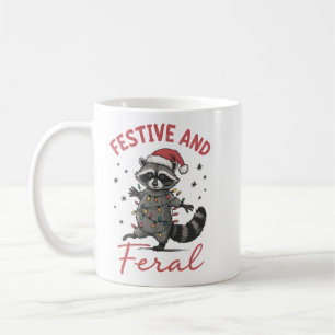 Funny Raccoon Christmas Feral Meme Xmas  Coffee Mug