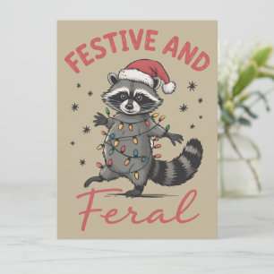 Funny Raccoon Christmas Feral Meme Xmas Holiday Card