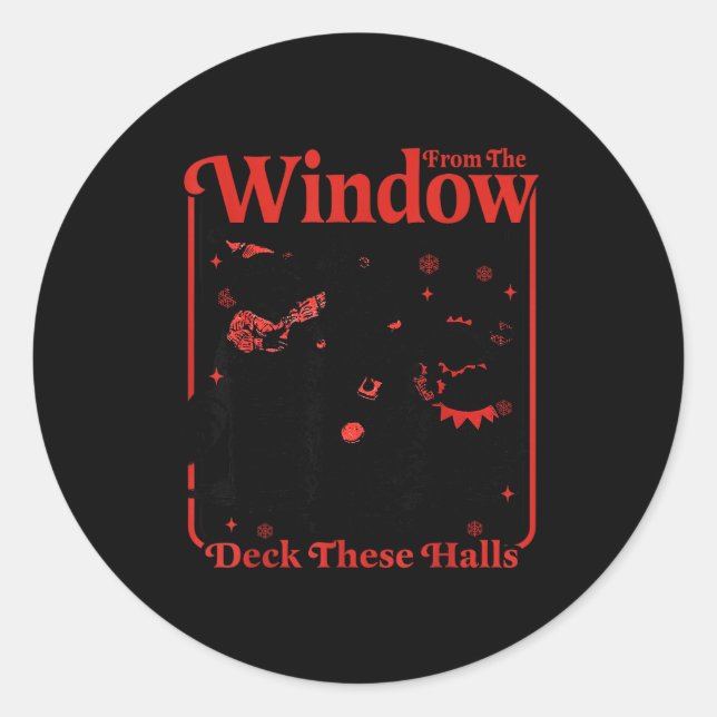 Funny Raccoon Christmas I'm About To Deck These Ha Classic Round Sticker (Front)