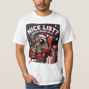 Funny Raccoon Christmas Shirt Naughty List Humor