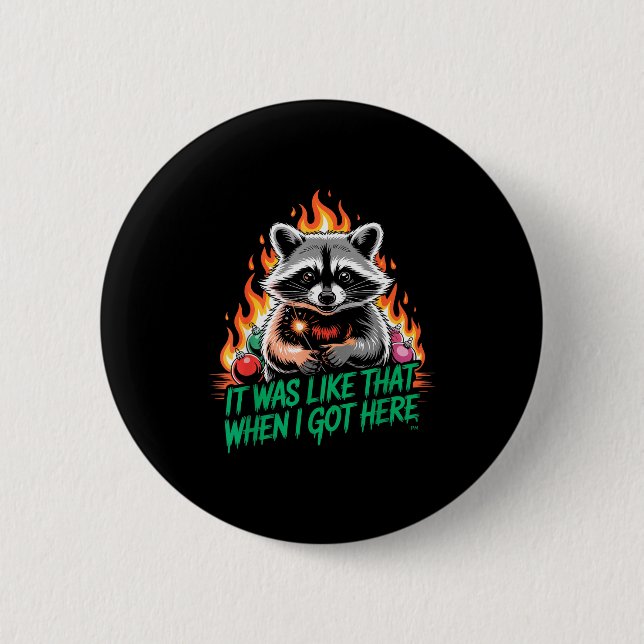 Funny Raccoon Christmas Trash Panda Xmas  6 Cm Round Badge (Front)