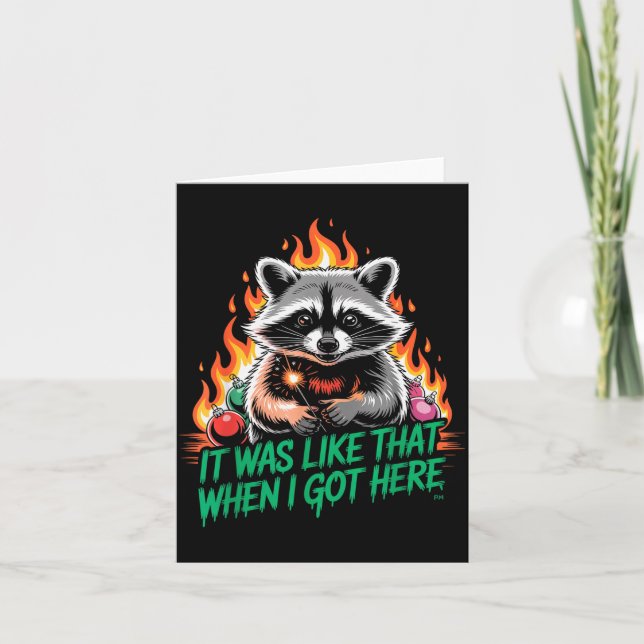 Funny Raccoon Christmas Trash Panda Xmas  Card (Front)