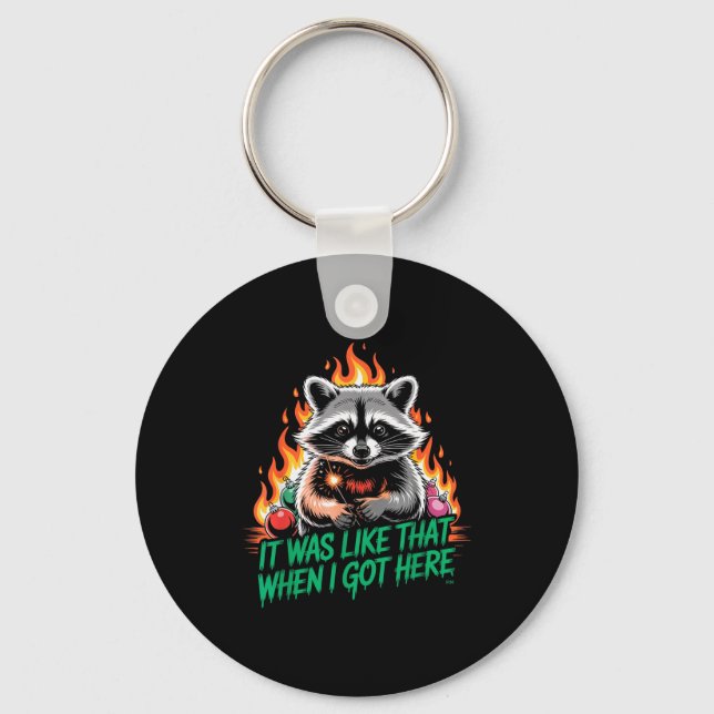 Funny Raccoon Christmas Trash Panda Xmas  Key Ring (Front)