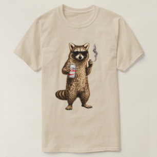 Funny Raccoon Drinking Diet drink– Cool Sunglasses T-Shirt