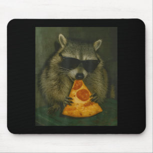 Funny Raccoon Eating Pizza Animal Meme Men Women  Mouse Pad