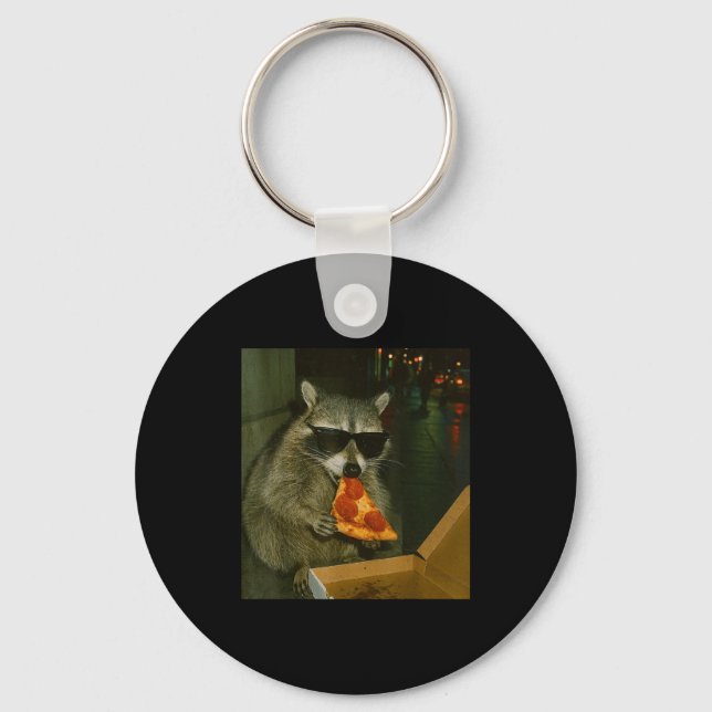 Funny Raccoon Eating Zza Animal Meme  Key Ring (Front)