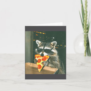 Funny Raccoon Eating Zza Animal Meme Men Women Kid Card