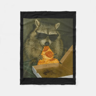 Funny Raccoon Eating Zza Animal Meme Raccoon Fleece Blanket