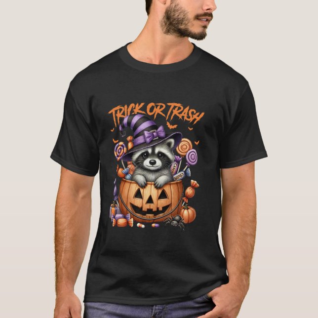 Funny Raccoon Halloween Spooky Trash Vibes Women M T-Shirt (Front)