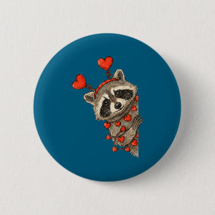 Funny Raccoon Heart Valentine Animal Raccoon Lover 6 Cm Round Badge