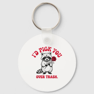 Funny Raccoon I’d Ck You Over Trash Valentines Day Key Ring