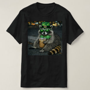 Funny Raccoon Iced Coffee St. Patrick's Day , Retr T-Shirt