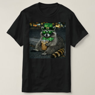Funny Raccoon Iced Coffee St. Patrick's Day , Retr T-Shirt