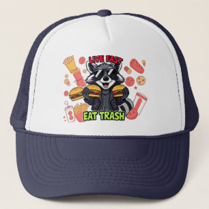 Funny Raccoon ‘Live Fast Eat Trash’ Trucker Hat