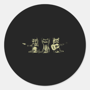 Funny Raccoon Music Band Electric Acoustic Guitar Classic Round Sticker