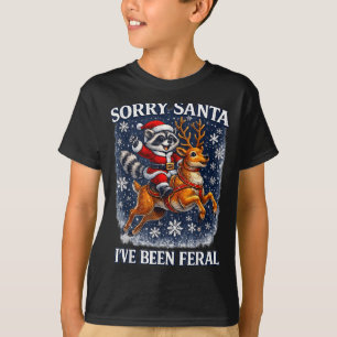Funny Raccoon Riding Reindeer Sorry Santa Christma T-Shirt