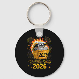 Funny Raccoon Rollin's Into 2026 New Year Matching Key Ring