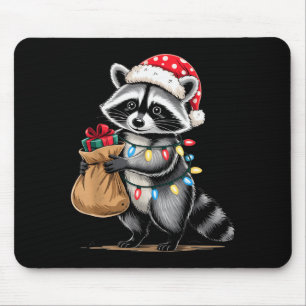 Funny Raccoon Santa Hat Animals Lovers Ugly Christ Mouse Pad
