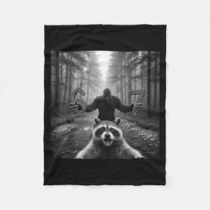 Funny Raccoon Selfie With Bigfoot 67 Six Seven Mem Fleece Blanket