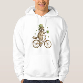 Funny Raccoon, St. Patrick's Day Irish Shamrock  Hoodie
