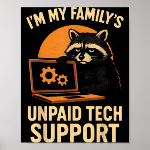 Funny Raccoon Tech Lover Graphic Tee Computer Geek Poster