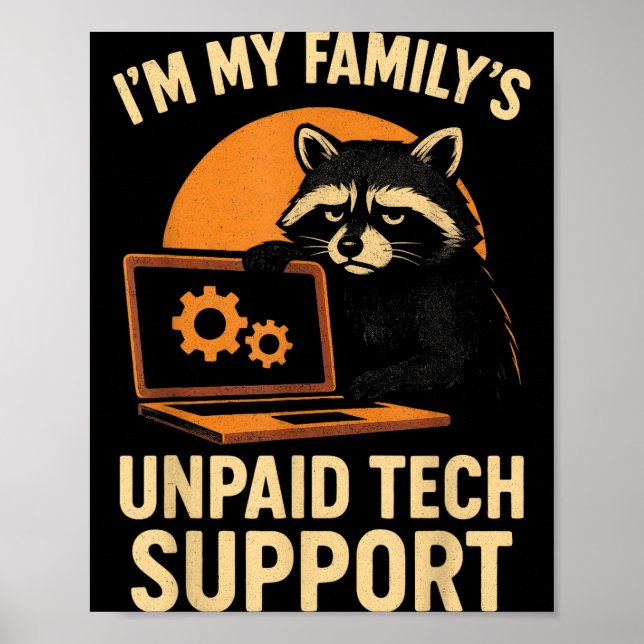 Funny Raccoon Tech Lover Graphic Tee Computer Geek Poster (Front)