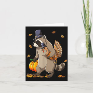 Funny Raccoon Turkey Pumpkin Thanksgiving Gift Men Card