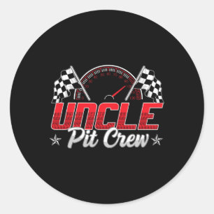 Funny Race Car Birthday Party Racing Family Uncle Classic Round Sticker