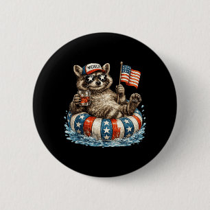 Funny Racoon 4th Of July America Patriotic Lover 6 Cm Round Badge
