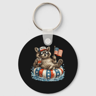 Funny Racoon 4th Of July America Patriotic Lover Key Ring