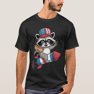 Funny Racoon 4th Of July Hot Dog Fourth Of July  T-Shirt