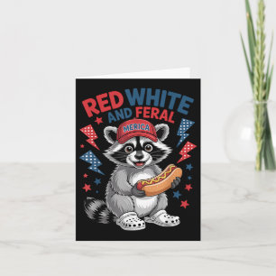 Funny Racoon 4th Of July Patriotic Cute Red White Card