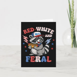 Funny Racoon 4th Of July Patriotic Cute Red White Card