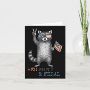Funny Racoon 4th Of July Patriotic Cute Red White Card