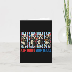 Funny Racoon 4th Of July Patriotic Cute Red White Card
