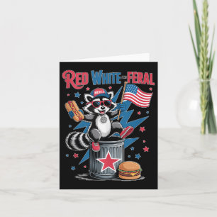 Funny Racoon 4th Of July Patriotic Cute Red White Card
