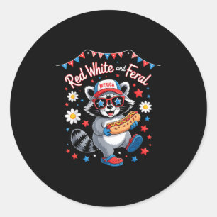 Funny Racoon 4th Of July Patriotic Cute Red White Classic Round Sticker