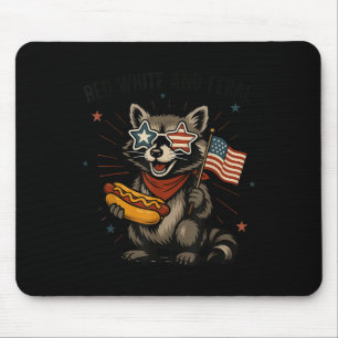 Funny Racoon 4th Of July Patriotic Cute Red White Mouse Pad
