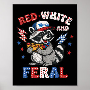 Funny Racoon 4th Of July Patriotic Cute Red White Poster